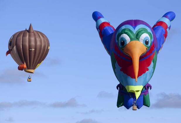 Hot air balloons rise during the third day of the 2013 International Balloon Festival, carried out in the Metropolitan Park of the city of Leon, Guanajuato, Mexico, on Nov. 17, 2013. Over 200 balloons and 300,000 people attend the four-day festival that takes place from Nov. 15 to 18, according to the local press. (Xinhua Leopoldo Smith Murillo) MEXICO-LEON-ENTERTAINMENT-FESTIVAL 