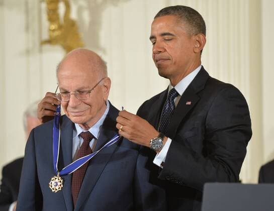 President Barack Obama awards the Presidential Medal of Freedom to psychologist Daniel Kahneman during an event in the East Room at the White House in Washington, D.C., November 20, 2013.  WAP20131120369