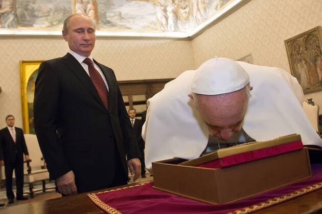 POPE FRANCIS RECEIVES RUSSIAN PRESIDENT VLADIMIR PUTIN VATICAN CITY ROME ITALY 25.11.2013, Rom, Italien, Papst Franziskus, Präsident, Wladimir, Pope Francis and Russian President Vladimir Putin ONLY FOR JOURNALISTIC USE  UnitedArchives20464014