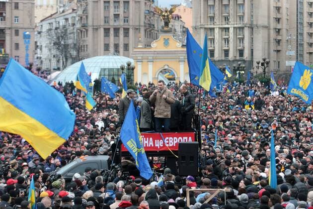 pro-EU demonstrations, Kiev, Ukraine Vitali Klitschko UKRAINE, 01.12.2013, Kiew. Demonstrationen auf dem Maidan gegen die Regierung des Präsidenten Janukovich, der das Assoziierungsabkommen mit der EU nicht unterzeichnen will, sondern stattdessen die Nähe Russlands sucht. Demonstrations on Maidan square against the government of president Yanukovich who is not willing to sign the integration treaty with the EU but instead favours close ties to Russia.