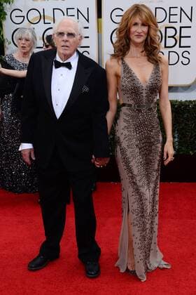 Actor Bruce Dern (L) and actress Laura Dern arrive for the 71st annual Golden Globe Awards at the Beverly Hilton Hotel in Beverly Hills, California on January 12, 2014.  LAP20140112206