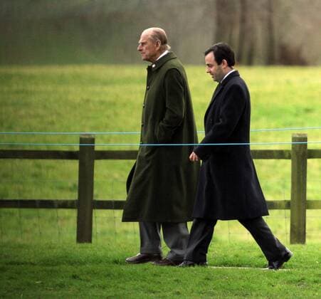 HM Queen Elizabeth II attending Church at Sandringham . . Sandringham, Norfolk, UK . . 09.02.2014 Prince Philip, Duke of Edinburghwalks back to the house after attending St. Mary Magdalene Church for Sunday morning service in Sandringham. 