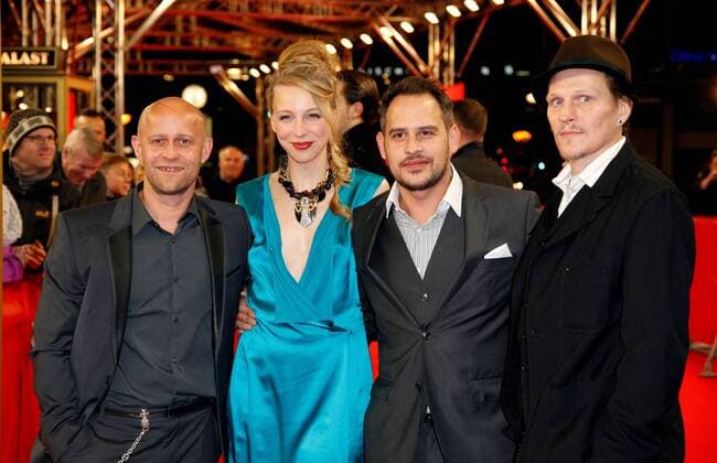 Berlin, 08.02.2014, 64th Berlin International Film Festival Berlinale, Event- Stereo Caption: Juergen Vogel, Petra Schmidt-Schaller and Moritz Bleibtreu and Georg Friedrich at the Stereo during the 64th annual Berlin International Film Festival Berlinale in Berlin. Feb 08, 2014 Berlin International Film Festival Berlinale- Stereo