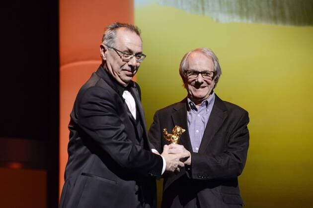 Ken Loach (with Dieter Kosslick) receives the Honorary Golden Bear at the 64th Berlin International Film Festival Berlinale 2014 on February 13, 2014 in Berlin, Germany. Foto:xFredericx xFuturexImage