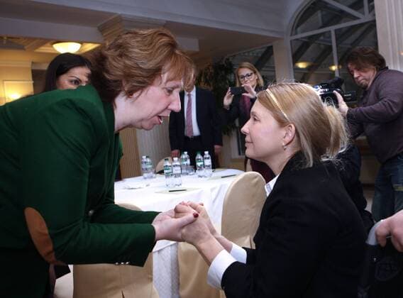 Catherine Ashton and Yulia Tymoshenko High Representative of the European Union for Foreign Affairs and Security Policy Catherine Ashton meets former Prime Minister Yulia Tymoshenko on February 25, 2014 in Kyiv, Ukraine. EN_01118346_0005 