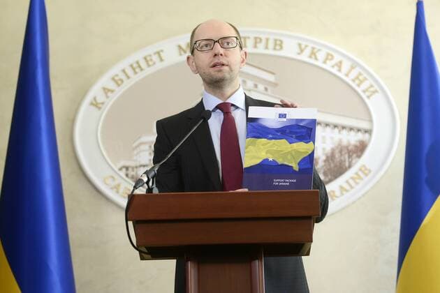 Prime Minister of Ukraine Arseniy Yatseniuk speaks at a news conference about the results of the Brussels summit of EU leaders in Kyiv, capital of Ukraine, March 7, 2014. Ukrinform. 