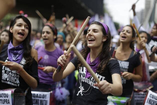 Protestmarsch am Internationalen Frauentag in Sao Paulo SP, Brasil - 08 03 2014. (8)xNelsonxAntoine  Marcha Mulheres SP