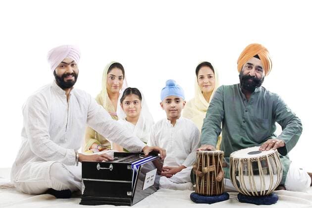 Portrait of a Sikh family 