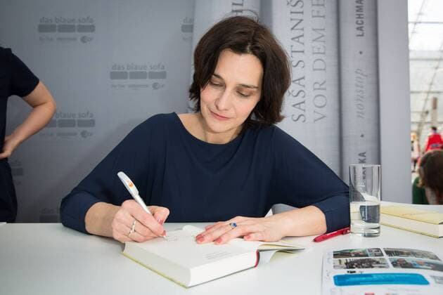 Leipziger Buchmesse 2014. Autorin Katja Petrowskaja präsentiert ihr Buch Vielleicht Esther im Rahmen der Leipziger Buchmesse 2014 am 14.03.2014.