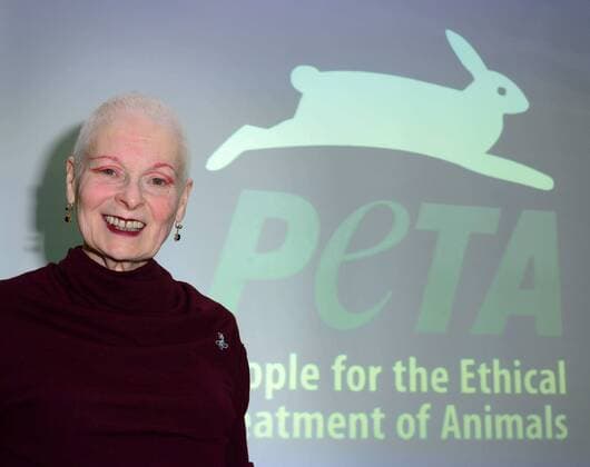 Dame Vivienne Westwood debuts her one minute campaign video highlightingÊthe waste of water within the meat industry alongside PETA senior vice president Dan Mathews at Tibits, London, United Kingdom. Tuesday, 18th March 2014. Picture by Nils Jorgensen i-Images NilsxJorgensenx xi-Images  IIM-1813-0003