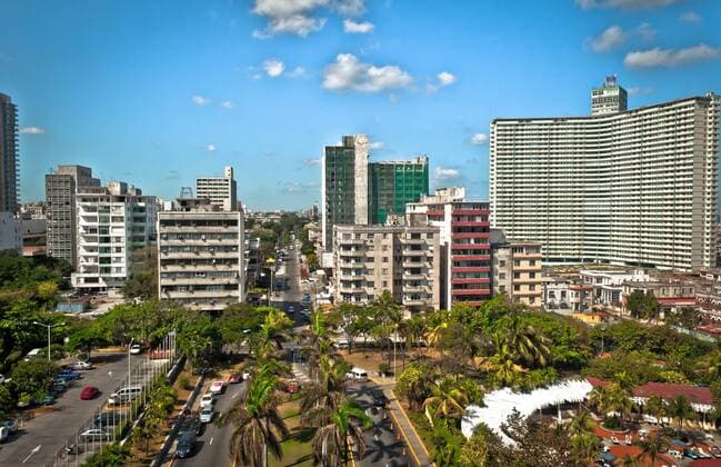 Modern skyline of skyscrapers from the Havana Nacional Hotel in Havana Cuba - McPBBA