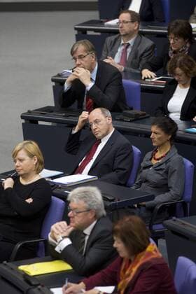 Deutschland, Berlin, Bundestag, Plenarsitzung, Gesine Lötzsch, Gregor Gysi, Sahra Wagenknecht, Dietmar Bartsch, 09.04.2014