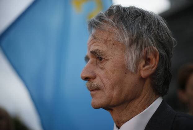 ITAR-TASS: KIEV, UKRAINE. MAY 17, 2014. Former chairman of the Mejlis of the Crimean Tatars, Mustafa Dzhemilev attends a Light a spark in your heart ceremony to mourn the victims of the Crimean Tatar deportation, in St. Michael s Square.  RE1442ED