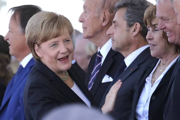 Angela Merkel attends the ceremony for the 70th anniversary of the D-Day - landing of the allied troops on the beaches of Normandy. Colleville sur Mer on June 6, 2014 NO RIGHTS FOR BELGIUM, THE NETHERLANDS AND LUXEMBURG