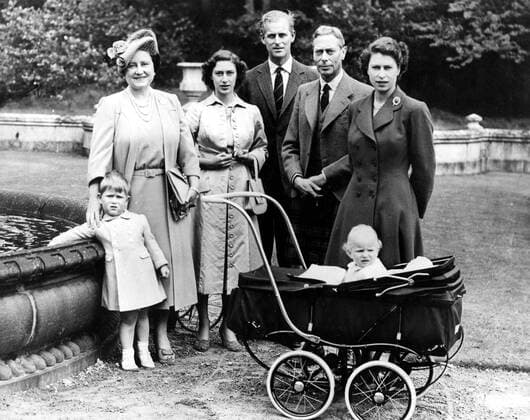 Aug. 1, 1951 - London, England, U.K. - The House of Windsor came into being in 1917, when the name was adopted as the British Royal Family s official name by a proclamation of King George V. It remains the family name of the current Royal Family. PICTURED: Royal Family: PRINCE CHARLES, QUEEN ELIZABETH ( Queen Mum ), PRINCESS MARGARET, PRINCE PHILIP, KING GEORGE VI, PRINCESS ELIZABETH II, PRINCESS ANNE (stroller). London United Kingdom  - ZUMAk09