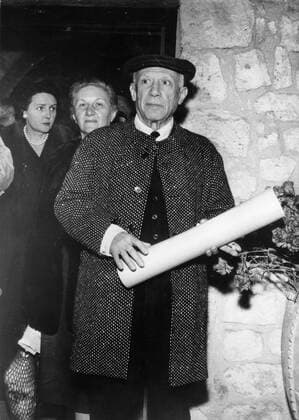 Feb. 24, 1957 - Paris, France - Artist PABLO PICASSO was conferred the degree of the citizen of honor of Antibos at a ceremony at Girmaldi Museum. Paris France  - ZUMAk09