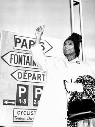 Sep. 27, 1965 - Paris, France - At the Black Night and White Night in Paris, the great black singer MARIAN ANDERSON arrived today at Orly airport and will sing at the Saint Chapelle in Paris. PICTURED: Marian Anderson pictured at her arrival at the Orly airport. Paris France  - ZUMAk09