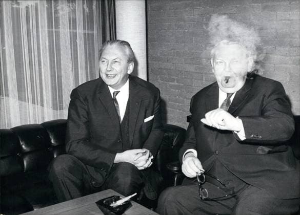 Nov. 11, 1966 - Disappearing In Smoke: On November 12th Federal Chancellor Prof. Ludwig Erhard saw the chancellor - candidate Prime Minister Kiesinger for a discussion.  - ZUMAk09