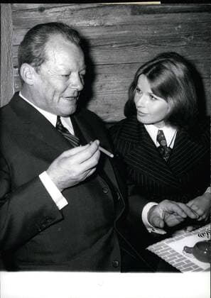 Feb. 09, 1970 - The chancellor and the film star chatted animatedly during their meeting in Munich, not about the hot topics of politics, but the problems of the film branch. Willy Brandt arrived this weekend on his first visit as chancellor in the Bavarian capital and met, not with politicians, but with actresses, like Senta Berger(pictured), writers, and journalists.  - ZUMAk09