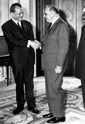 Feb. 9, 1972 - London, England, U.K. - President of the French Republic GEORGES POMPIDOU meets with politician WILLY BRANDT. London UK  - ZUMAk09