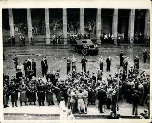 Jun. 19, 1953 - Riots and Demonstrations in East Berlin. Rubble Strewn Streets. Photo shows looking down on a rubble strewn street - as troops mingle with the crowds on the (eligible) during the riot of 100,000 warlord in the streets of East Berlin. The Soviet Authorities declared Martisl Law - and brought tanks into the city.  - ZUMAk09