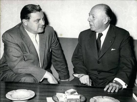 Aug. 02, 1957 - Secretary of the Army William Brucker and Defense Minister Franz Josef Strauss spoke in Bonn about military problems. Brucker is on a tour through Europe, during which he is visiting American troop units.  - ZUMAk09