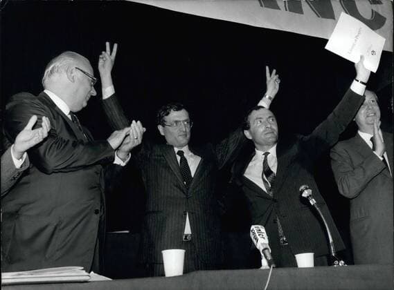 Sep. 27, 1982 - Saturday, in the Municipal Stadium of Courbevoie, the National Council of the Republican Party met to elect a new secretary. Jacques Blanc was replaced by Francois Leotard.  - ZUMAk09
