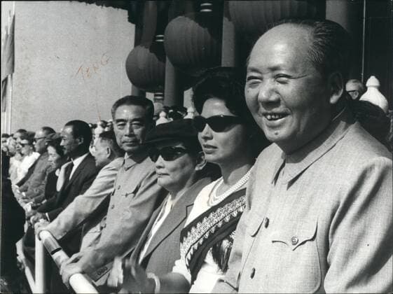 Oct. 10, 1965 - Right to left: Mao Zedong, wife of Prince Norodom Sihanouk, Vice President Soong Ching-ling, and Chou-en-lai. French English  - ZUMAk09