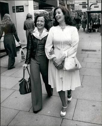 Sep. 09, 1976 - Women Leaders of the Peace People movement in Belfast go shopping in the west end: Betty Williams and Maired Corrigan, the Chief Architects of the newly formed peace movement in Belfast- were together for the first time in London today, an exclusive interview on Thames television to talk about their attempts to bring an end to the seven years of Violance that has wreaked havec in their homeland. After the interview they went around the shops in the west end, and they said how nice it was to gos in and out of-the shops without being searched very time. Photo Shows Betty Williams (right) and Mairead Corrigan pictured as they went on their shopping tour in London today.  - ZUMAk09