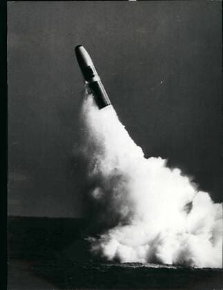 Feb. 29, 2012 - America s Latest Line Of Defense: The much feared Trident missile with its range of 4000 miles, now forms an essential part of America s defense strategy. The powerful missile with its atomic warhead is designed to be fired from submarines beneath the surface of the sea. Currently aboard some Poseidon submarines, the missiles are slated for use in the new class Trident nuclear submarine fleet due to come into operation in the 1980 s. First of the submarine nuclear missiles were the Polaris class commencing operatioin in 1958, with a range of 1200 miles. Then came the advanced Poseidon, Now it s the Trident, Seen here is an under-water launch of the missile from the U.S.S. Francis Scott Key.  - ZUMAk09