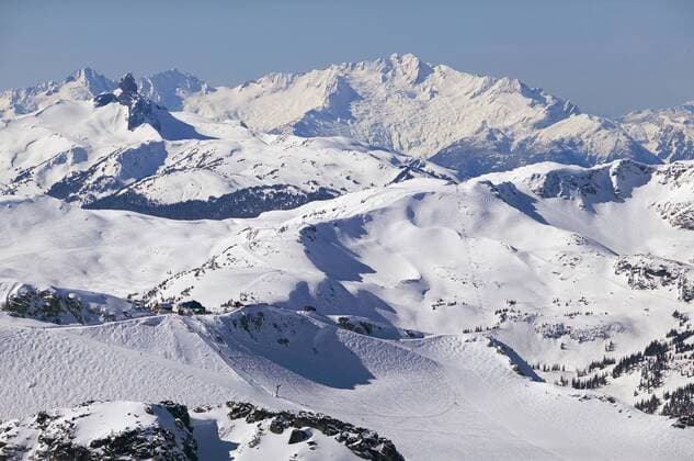 hortsman glacier on whistler mountain with black tusk and the tantalus range in the background. british columbia, Canada.  acp03130 RandyxLincks