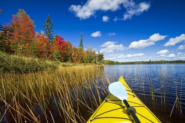 Kayak, Bunny Lake, near Sioux Narrows, Northwestern Ontario, Canada  acp42367
