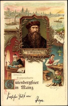 IMAGO History, Erfindung des Buchdrucks durch Johannes Gutenberg um 1450 Mainz, Portrait Johann Gensfleisch zu Gutenberg