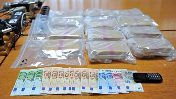seizure of large amounts of heroin 14.08.2014., Croatia, Zagreb - Press conference on the occasion of the seizure of large amounts of heroin in the car 29-year-old Macedonian, which was discovered by specially trained dog named Lana  NinaxDjurdjevic PIXSELL