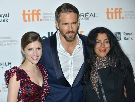 (L-R) Anna Kendrick , Ryan Reynolds and director Marjane Satrapi arrive at the Toronto International Film Festival premiere of The Voices at Ryerson Theatre in Toronto, Canada on September 11, 2014.  TOR2014091112
