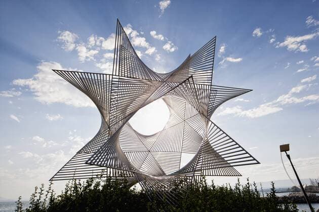 Switzerland, Lausanne, View of star shape sculpture  FO003827