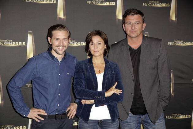 Klaas Heufer-Umlauf, Sandra Maischberger und Hans Sigl bei der Bekanntgabe der Nominierungen für den Deutschen Fernsehpreis 2014 im Museum für Film und Fernsehen. Berlin, 18.09.2014 xS.Gabschx xFuturexImage