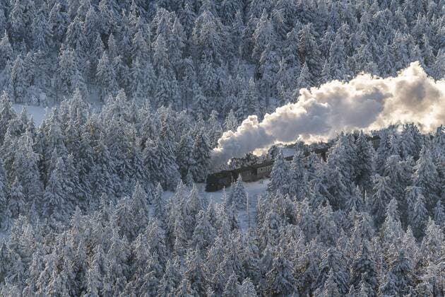 Germany, Saxony-Anhalt, Harz National Park, Brocken, Harz Narrow Gauge Railway in winter  PVC000020