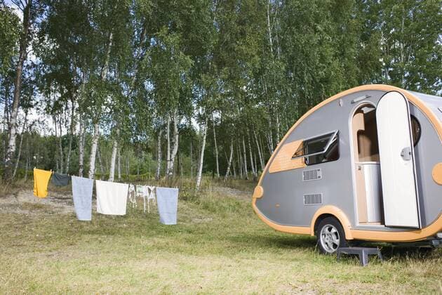 Germany, Leipzig, Ammelshainer See, Camping Trailer property released  WESTF09363