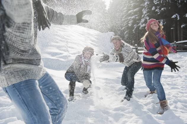 Austria, Salzburg Country, Flachau, Young people snow fighting in snow model released  HHF003656