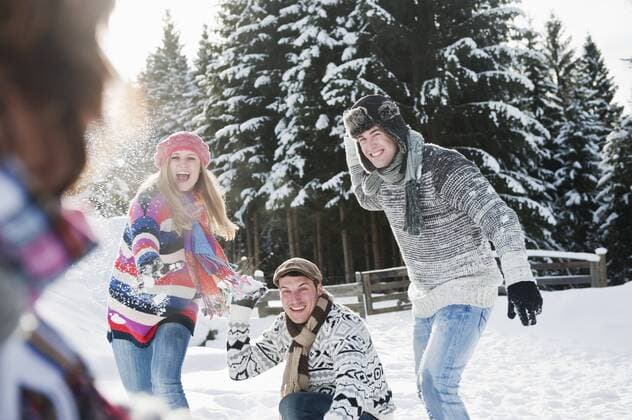 Austria, Salzburg Country, Flachau, Young people snow fighting in snow model released  HHF003657
