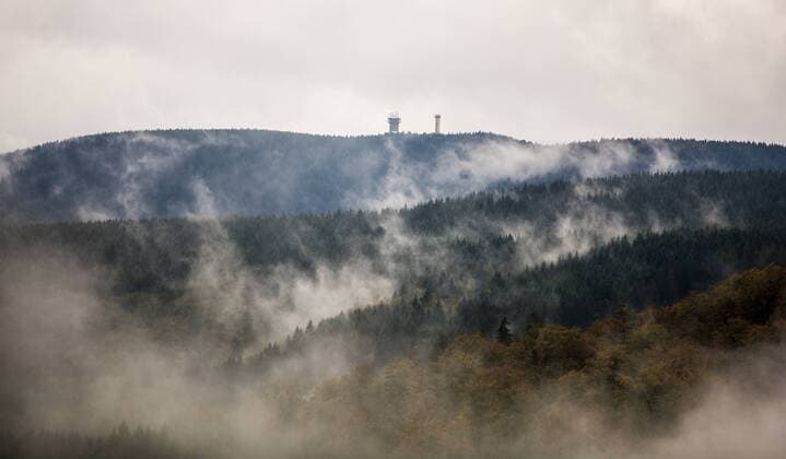 Gräfenroda , 310814 , Blick über den Thüringer Wald zum Grossen Beerberg , höchster Berg in Thüringen