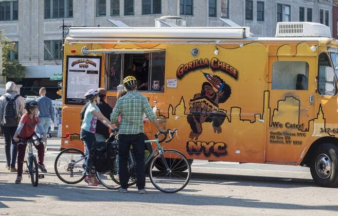 Food trucks in Grand Army Plaza Brooklynites and visitors partake of various cuisines at food trucks parked in Grand Army Plaza in Brooklyn in New York on Sunday, October 5, 2014. (  RICHARDxB.xLEVINE