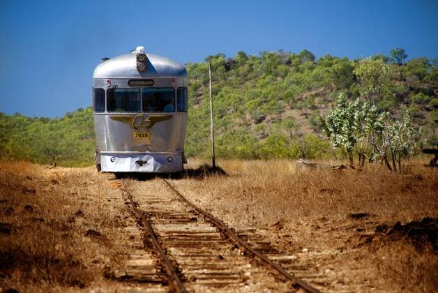 Einasleigh, Gulf Savannah, Queensland, Australia The Savannahlander, a train that runs weekly from Cairns to Forsayth and back over four days with accommodation in small towns. The trip is 850 km and takes in a number of tropical outback towns. Einasleigh, Gulf Savannah, Queensland, Australia 961_13_ibe00906