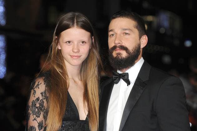 American actor Shia LaBeouf and his girlfriend, Mia Goth attending the 58th BFI London Film Festival Closing Night Gala Screening of Fury, at Odeon Leicester Square in London. OCTOBER 19th 2014  PTY 144465