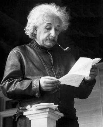 United States: May, 1938 Theoretical physicist Albert Einstein reading a letter 990_16_X-Einstein-Albert_1HR