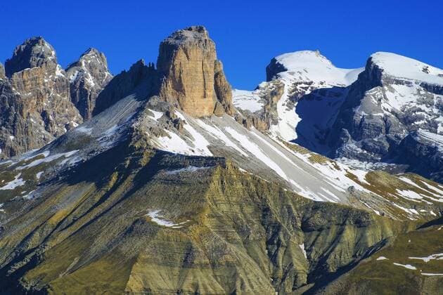Gebirgslandschaft mit Dolomitengipfel am Gwengalpenjoch, Italien, Suedtirol, Dolomiten mountain scenery with summits of the Dolomite Alps at the Gwengalpenjoch, Italy, South Tyrol, Dolomiten BLWS376119