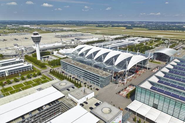 Germany, Bavaria, Munich, aerial view of Munich airport  KD000013