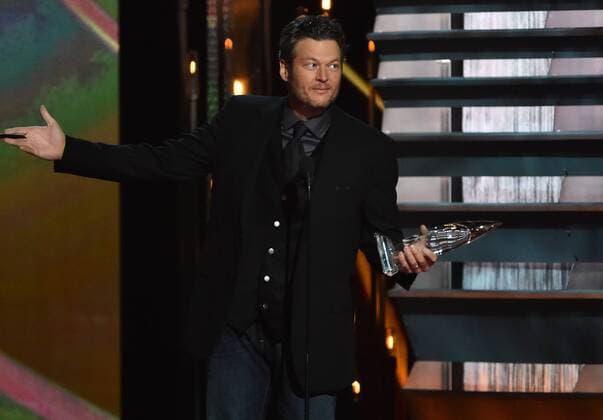 Blake Shelton wins Male Vocalist of the Year during the 48th Annual Country Music Awards at Bridgestone Arena in Nashville on November 5, 2014.  NVP20141105265