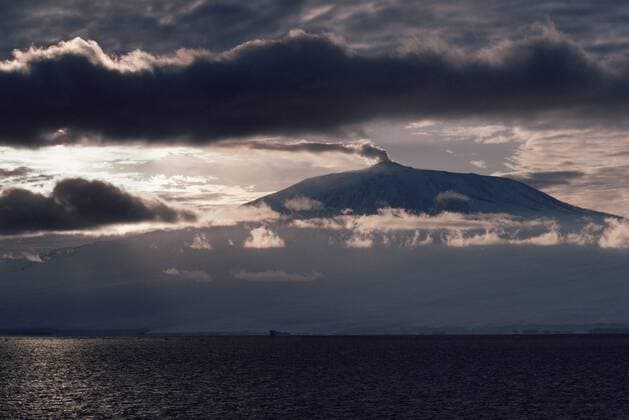 Mount Erebus in evening light, Ross Island, Antarctica, January 1985  1276335 DougxAllan